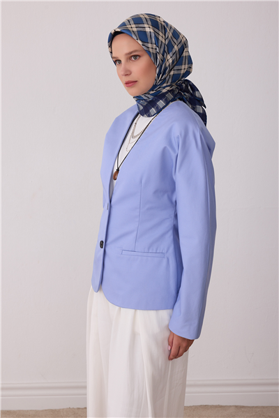 Mavi Geometrik Desen %100 Twill İpek Eşarp 4421-50