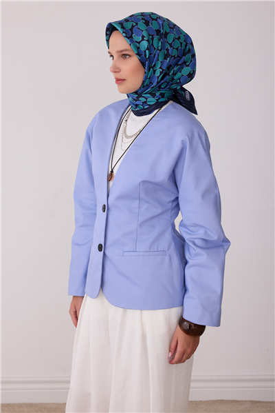 Lacivert Etnik Desen %100 Twill İpek Eşarp 4422-82