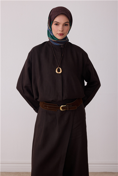 Çok Renkli Geometrik Desen %100 Twill İpek Eşarp 4423-83