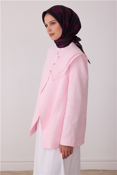 Kahverengi Geometrik Desen %100 Twill İpek Eşarp 4427-33