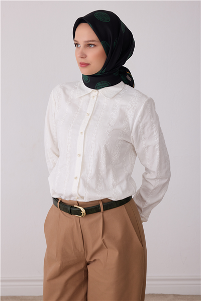 Siyah Geometrik Desen %100 Twill İpek Eşarp 4427-35