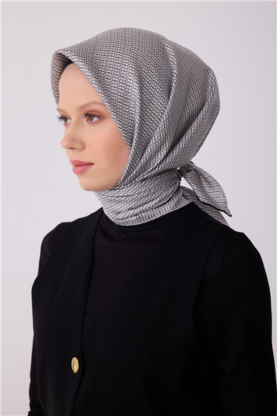 Siyah Monogram Desen %100 Twill İpek Eşarp 4321-53