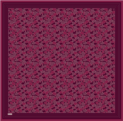 Bordo Etnik Desen %100 Twill İpek Eşarp 4422-86