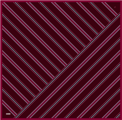 Bordo Geometrik Desen %100 Twill İpek Eşarp 4405-80