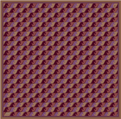 Bordo Geometrik Desen %100 Twill İpek Eşarp 4406-02