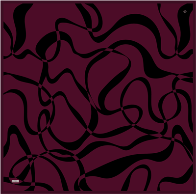 Bordo Soyut Desen %100 Twill İpek Eşarp 4429-32