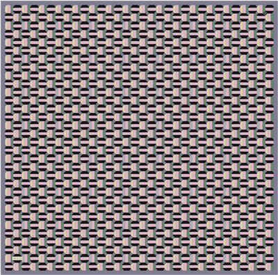 Çok Renkli Geometrik Desen %100 Twill İpek Eşarp 4407-86