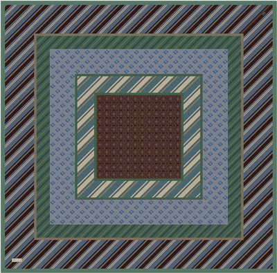 Çok Renkli Geometrik Desen %100 Twill İpek Eşarp 4423-83