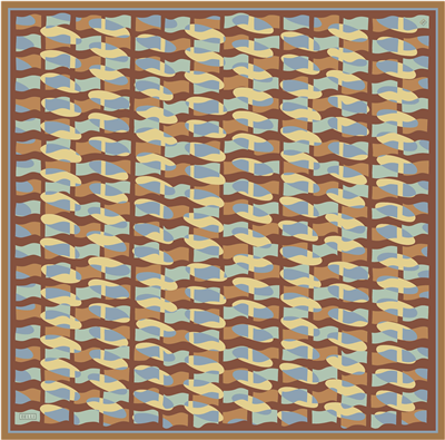 Çok Renkli Geometrik Desen %100 Twill İpek Eşarp 4420-06
