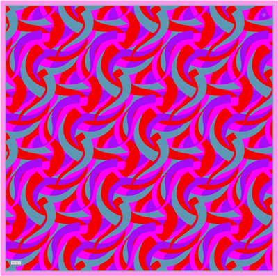 Çok Renkli Geometrik Desen %100 Twill İpek Eşarp 4327-20