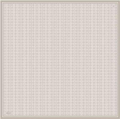 Ekru Geometrik Desen %100 Twill İpek Eşarp 4425-53