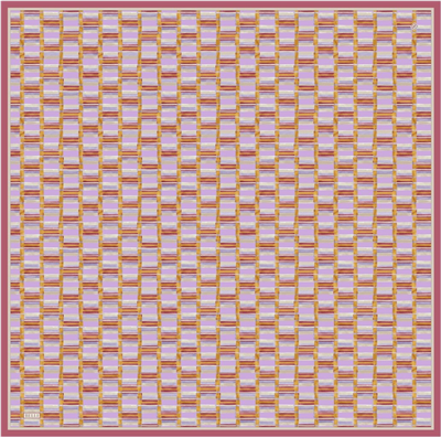 Fuşya Çok Renkli Geometrik Desen %100 Twill İpek Eşarp 4302-53