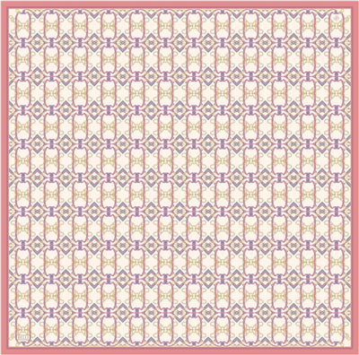 Fuşya Çok Renkli Klasik Desen %100 Twill İpek Eşarp 4328-80