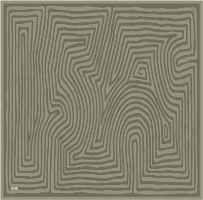 Haki Geometrik Desen %100 Twill İpek Eşarp 4325-85