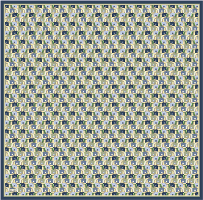 İndigo Geometrik Desen %100 Twill İpek Eşarp 4402-81