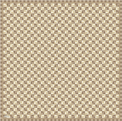 Kahve Çok Renkli Obje Desen %100 Twill İpek Eşarp 4322-81
