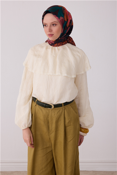 Kahverengi Çiçek Deseni %100 Twill İpek Eşarp 4426-03