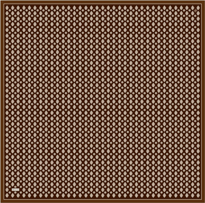 Kahverengi Etnik Desen %100 Twill İpek Eşarp 4308-86