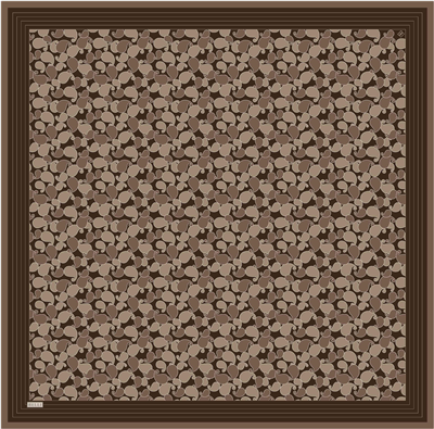 Kahverengi Etnik Desen %100 Twill İpek Eşarp 4422-57