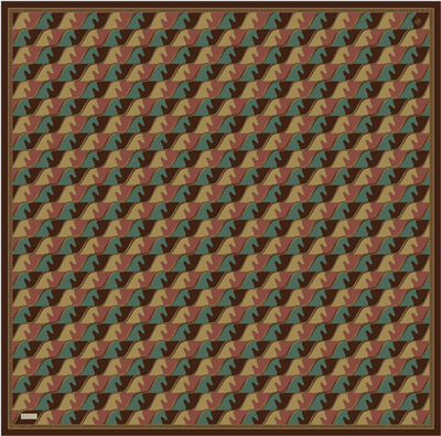 Kahverengi Geometrik Desen %100 Twill İpek Eşarp 4406-84