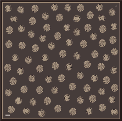 Kahverengi Geometrik Desen %100 Twill İpek Eşarp 4427-32