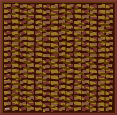 Kahverengi Geometrik Desen %100 Twill İpek Eşarp 4420-52