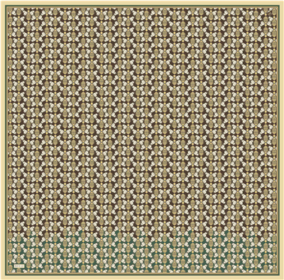 Kahverengi Geometrik Desen %100 Twill İpek Eşarp 4403-50