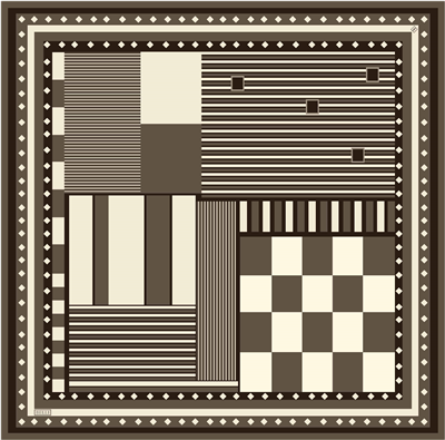 Kahverengi Geometrik Desen %100 Twill İpek Eşarp 4401-57