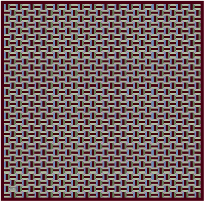 Kahverengi Geometrik Desen %100 Twill İpek Eşarp 4407-57
