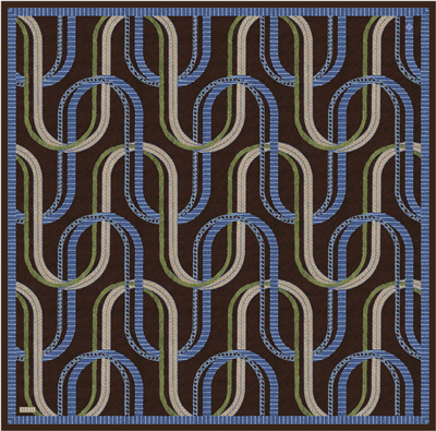 Kahverengi Geometrik Desen %100 Twill İpek Eşarp 4424-56