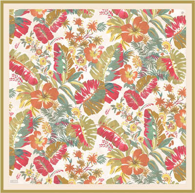 Kırmızı Çiçek Desen %100 Twill İpek Eşarp 4323-01