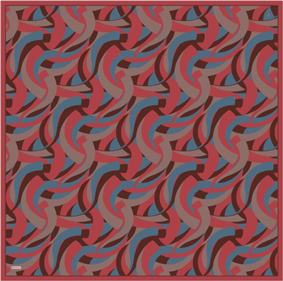 Kırmızı Çok Renkli Geometrik Desen %100 Twill İpek Eşarp 4327-85