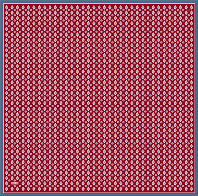 Kırmızı Etnik Desen %100 Twill İpek Eşarp 4308-02