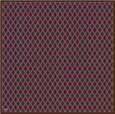 Kırmızı Geometrik Desen %100 Twill İpek Eşarp 4408-02