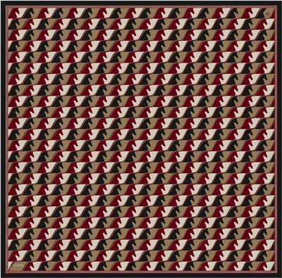 Kırmızı Geometrik Desen %100 Twill İpek Eşarp 4406-06