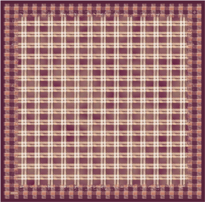 Kırmızı Geometrik Desen %100 Twill İpek Eşarp 4421-02