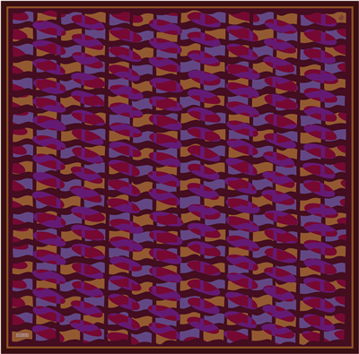 Kırmızı Geometrik Desen %100 Twill İpek Eşarp 4420-01