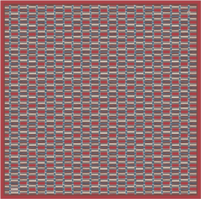 Kırmızı Geometrik Desen %100 Twill İpek Eşarp 4302-83