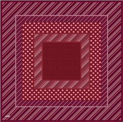 Kırmızı Geometrik Desen %100 Twill İpek Eşarp 4423-53