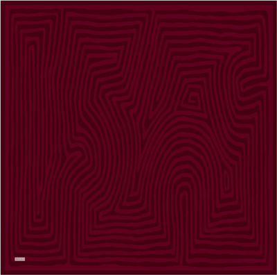 Kırmızı Geometrik Desen %100 Twill İpek Eşarp 4325-51