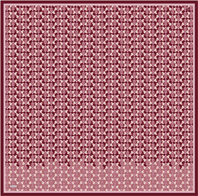 Kırmızı Geometrik Desen %100 Twill İpek Eşarp 4403-52
