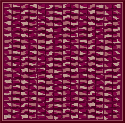 Kırmızı Geometrik Desen %100 Twill İpek Eşarp 4420-81