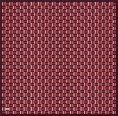Kırmızı Geometrik Desen %100 Twill İpek Eşarp 4407-36