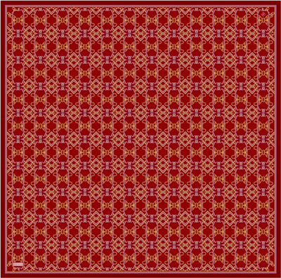 Kırmızı Klasik Desen %100 Twill İpek Eşarp 4328-01