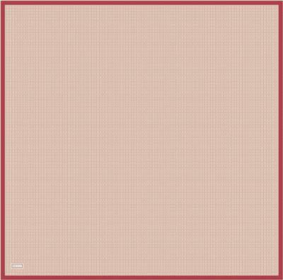 Kırmızı Monogram Desen %100 Twill İpek Eşarp 4321-83