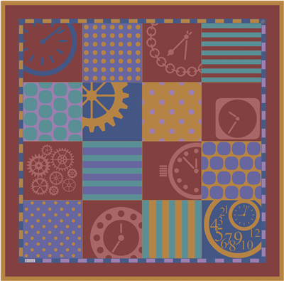 Kırmızı Obje Desen %100 Twill İpek Eşarp 4409-51