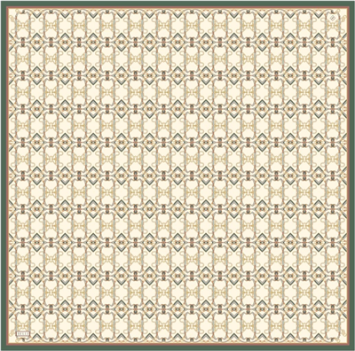 Kum Beji Çok Renkli Klasik Desen %100 Twill İpek Eşarp 4328-81