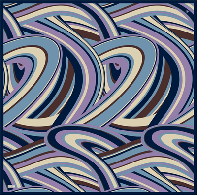 Lacivert Çok Renkli Geometrik Desen %100 Twill İpek Eşarp 4311-85