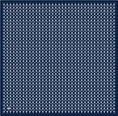 Lacivert Etnik Desen %100 Twill İpek Eşarp 4308-04