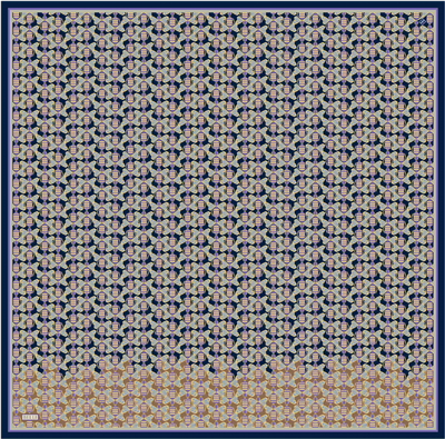 Lacivert Geometrik Desen %100 Twill İpek Eşarp 4403-83